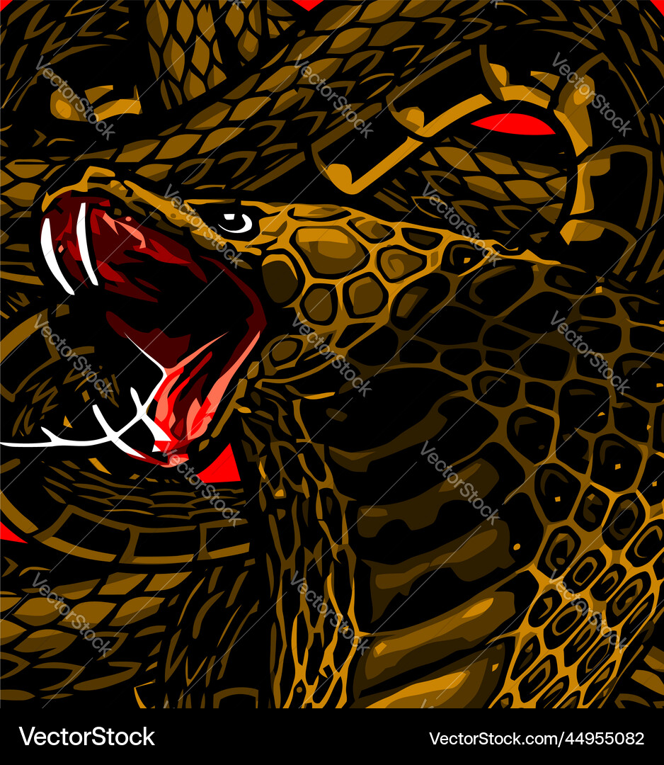 Blue king cobra snake coiled on black background Blue king cobra snake coiled on black background vector image