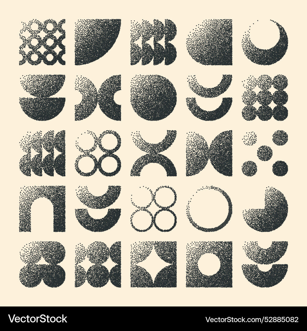 Brutalist geometric shapes dotted objects Brutalist geometric shapes dotted objects vector image