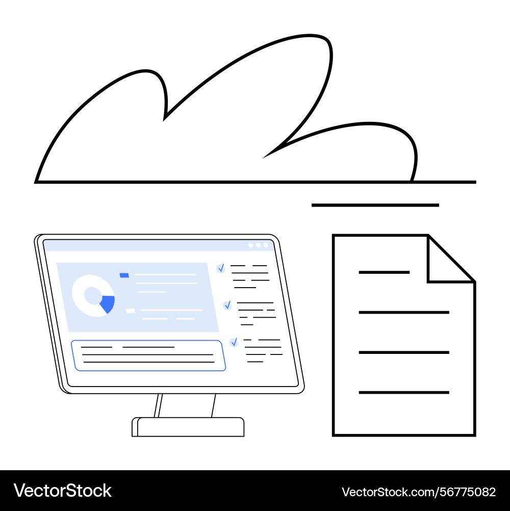 Cloud-based digital data sharing with monitor Cloud-based digital data sharing with monitor vector image