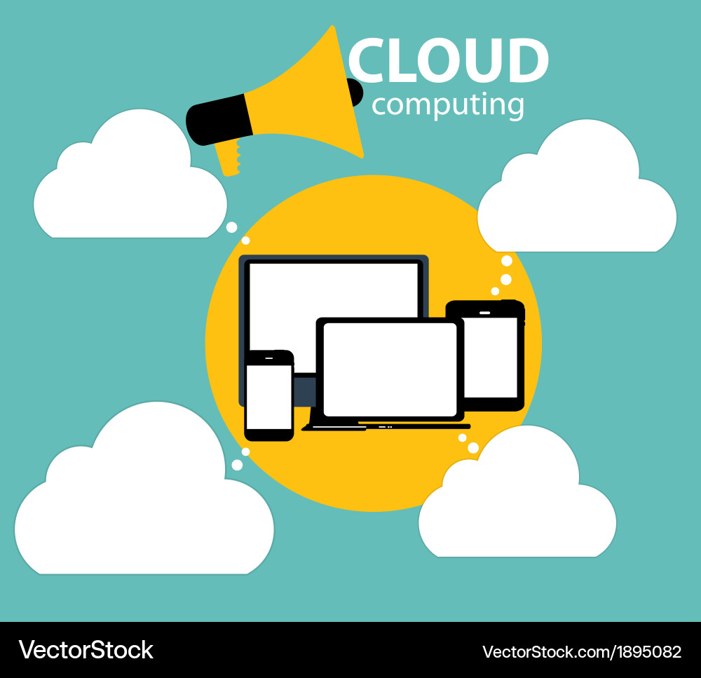 Cloud computing concept on different electronic vector image