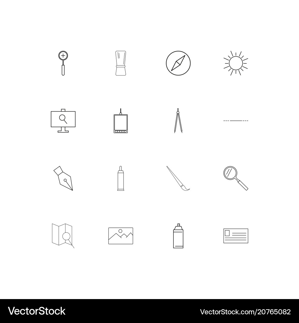 Creative process and design linear thin icons set vector image