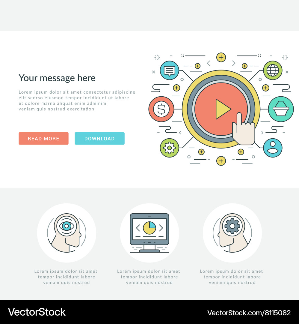 Flat line business concept web site header Vector Image