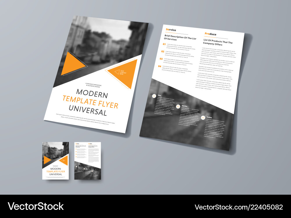 Flyer design with triangular orange elements Flyer design with triangular orange elements vector image