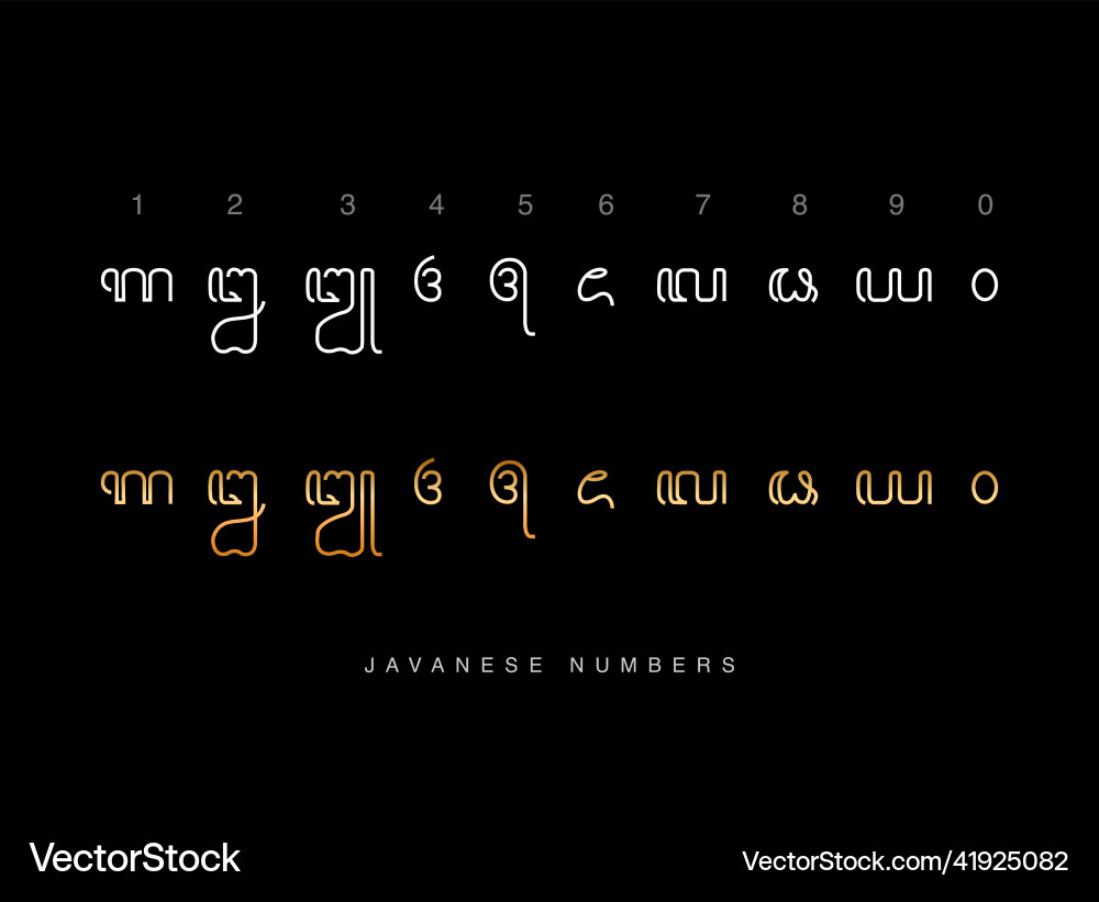 Javanese numbers 1 to 10 digits vector image