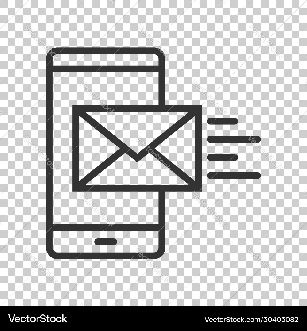 Message on smartphone icon in flat style mail Message on smartphone icon in flat style mail vector image