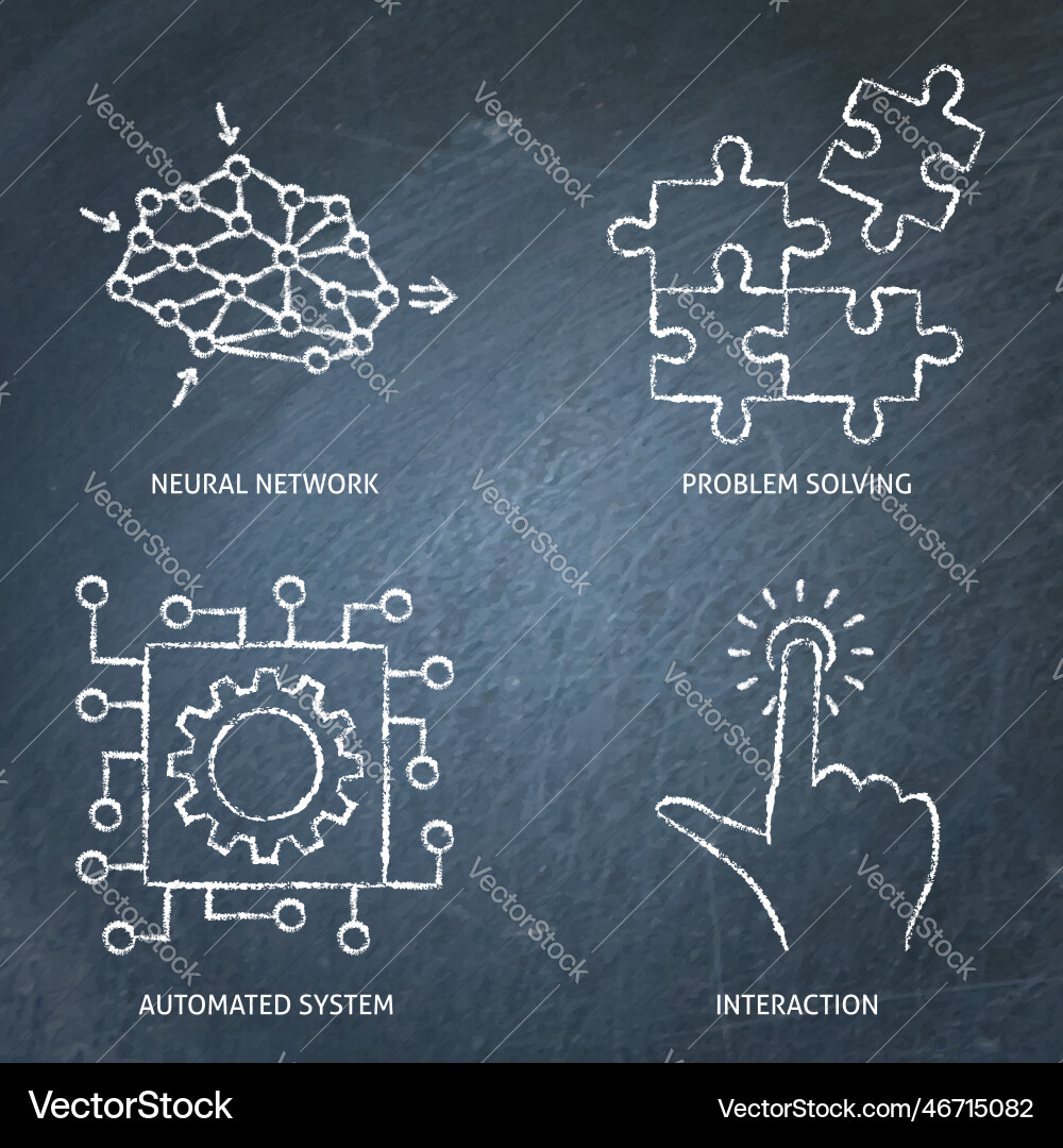 Neural network and automated systems chalkboard Vector Image