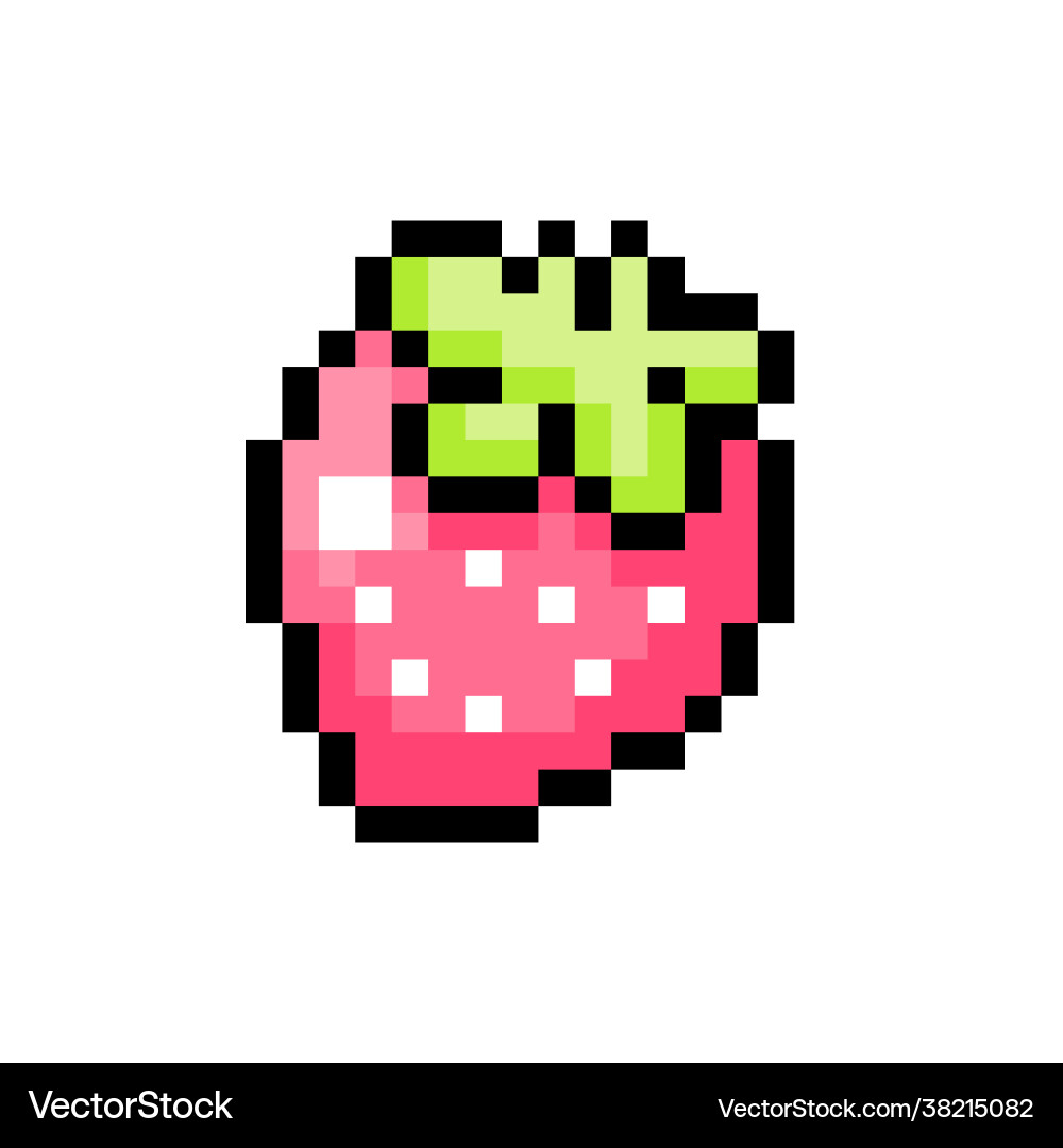 Pixel strawberry image for 8 bit game assets Pixel strawberry image for 8 bit game assets Vector Image