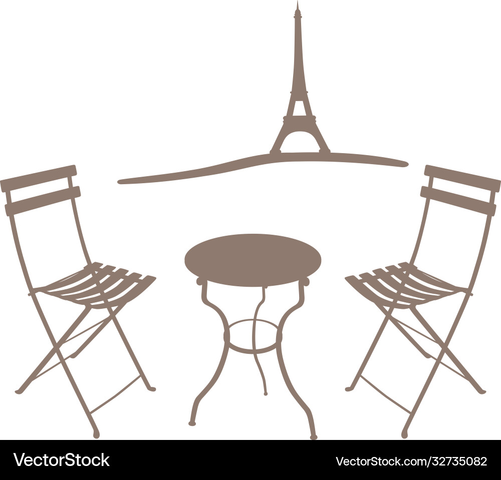 Shade two chairs in front eiffel tower Vector Image