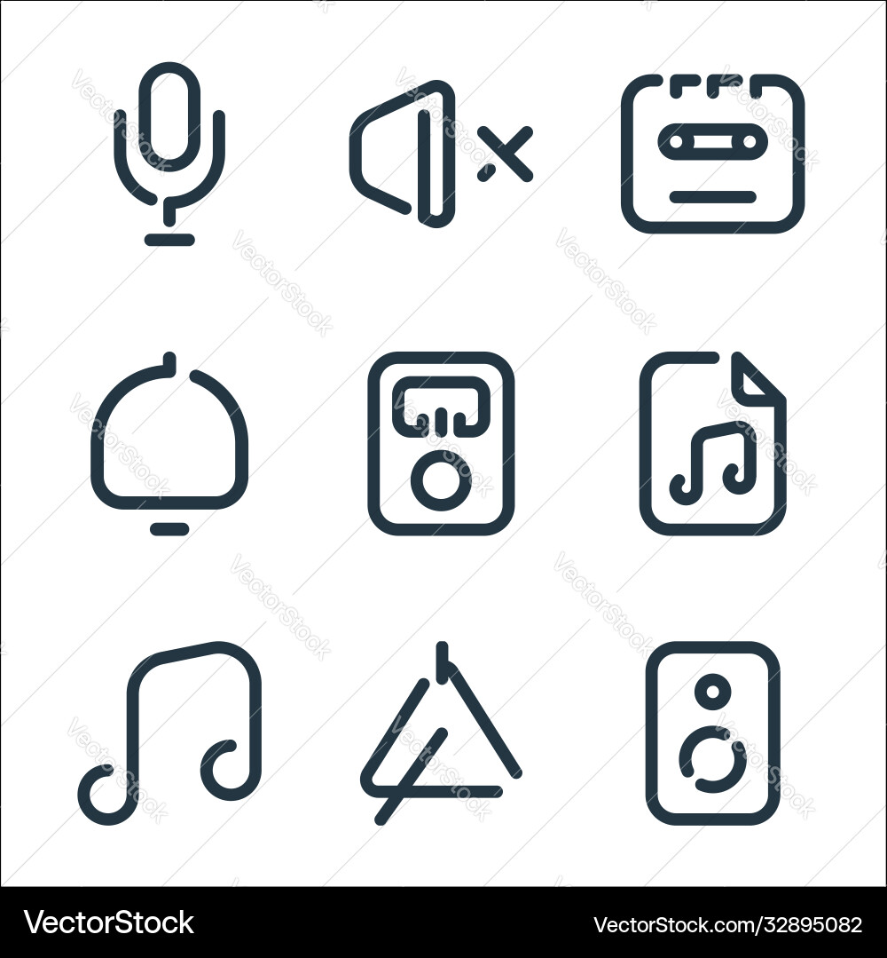 Sound line icons linear set quality Sound line icons linear set quality vector image