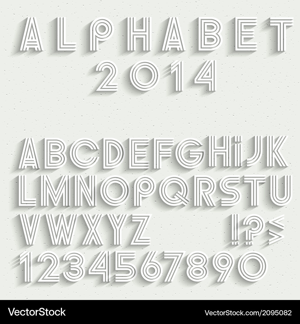 White Number Set with Shadow Effect vector image