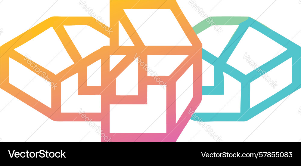 Abstract colorful connected cube blocks art Vector Image