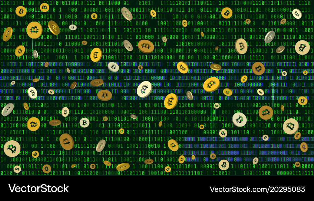 Bitcoins Blockkettenform mit binären Ziffern vektorbild