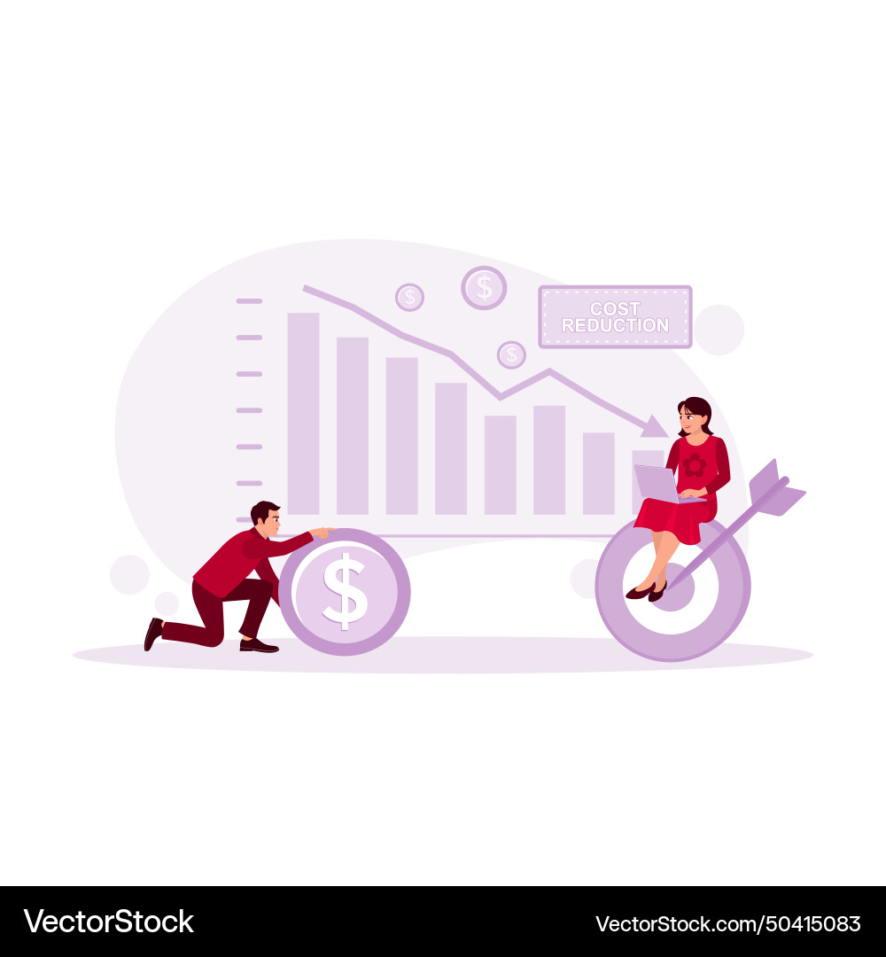 Businessman holding dollar coin a businesswoman Businessman holding dollar coin a businesswoman vector image