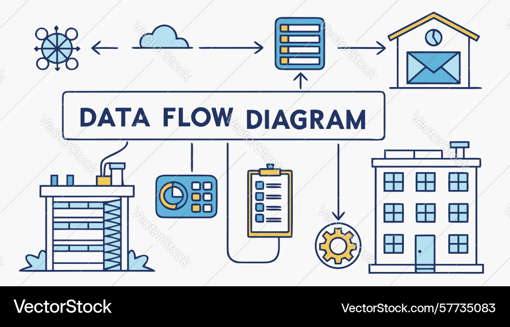 Digital data flow diagram for information vector image