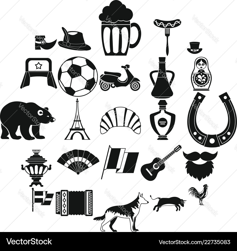 Eiffel tower icons set simple style Eiffel tower icons set simple style Vector Image