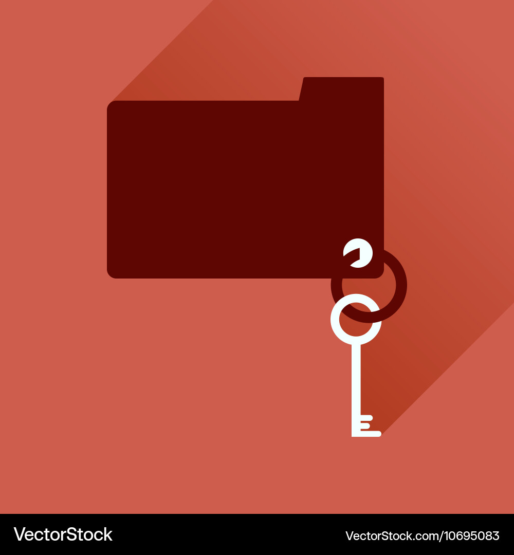 Flat icon with long shadow key folder vector image