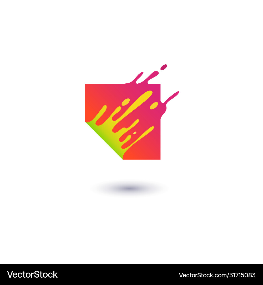Fluid red square is splashing in motion flat style Fluid red square is splashing in motion flat style vector image