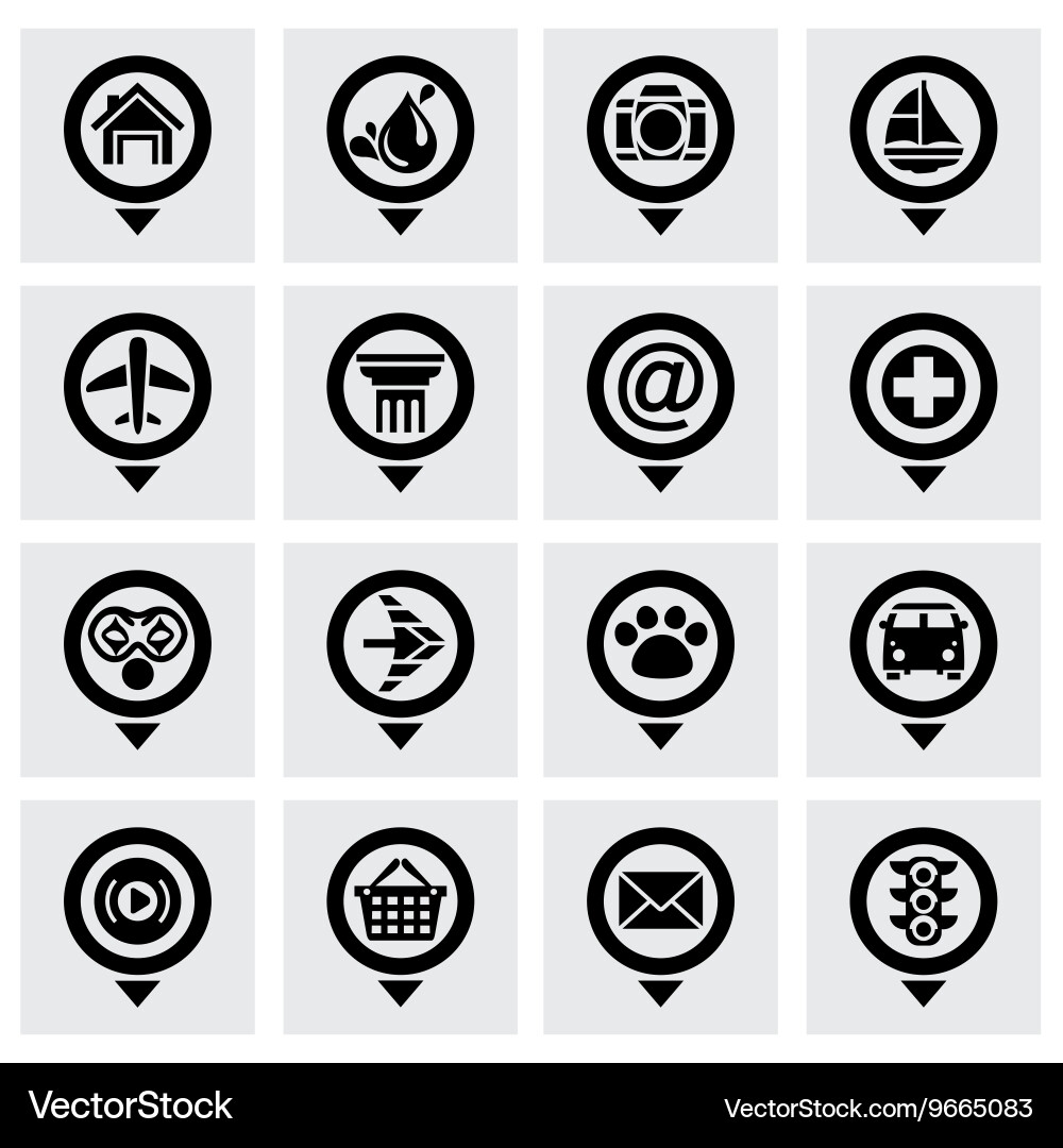 Map pointer icon set vector image