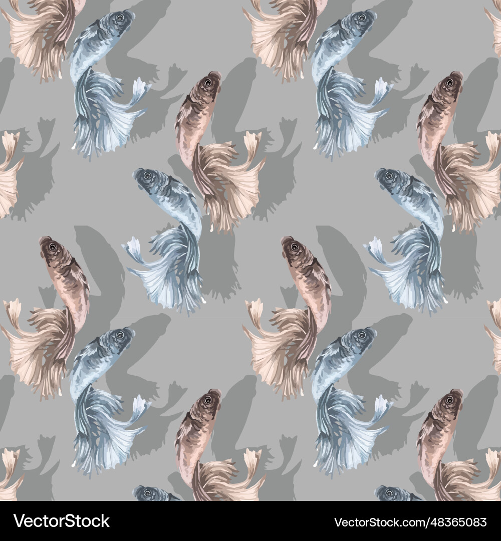 Multi-colored fish in a pattern Vector Image