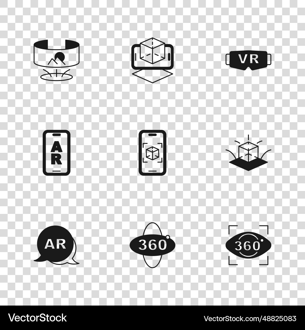 Set 360 degree view 3d modeling virtual reality vector image