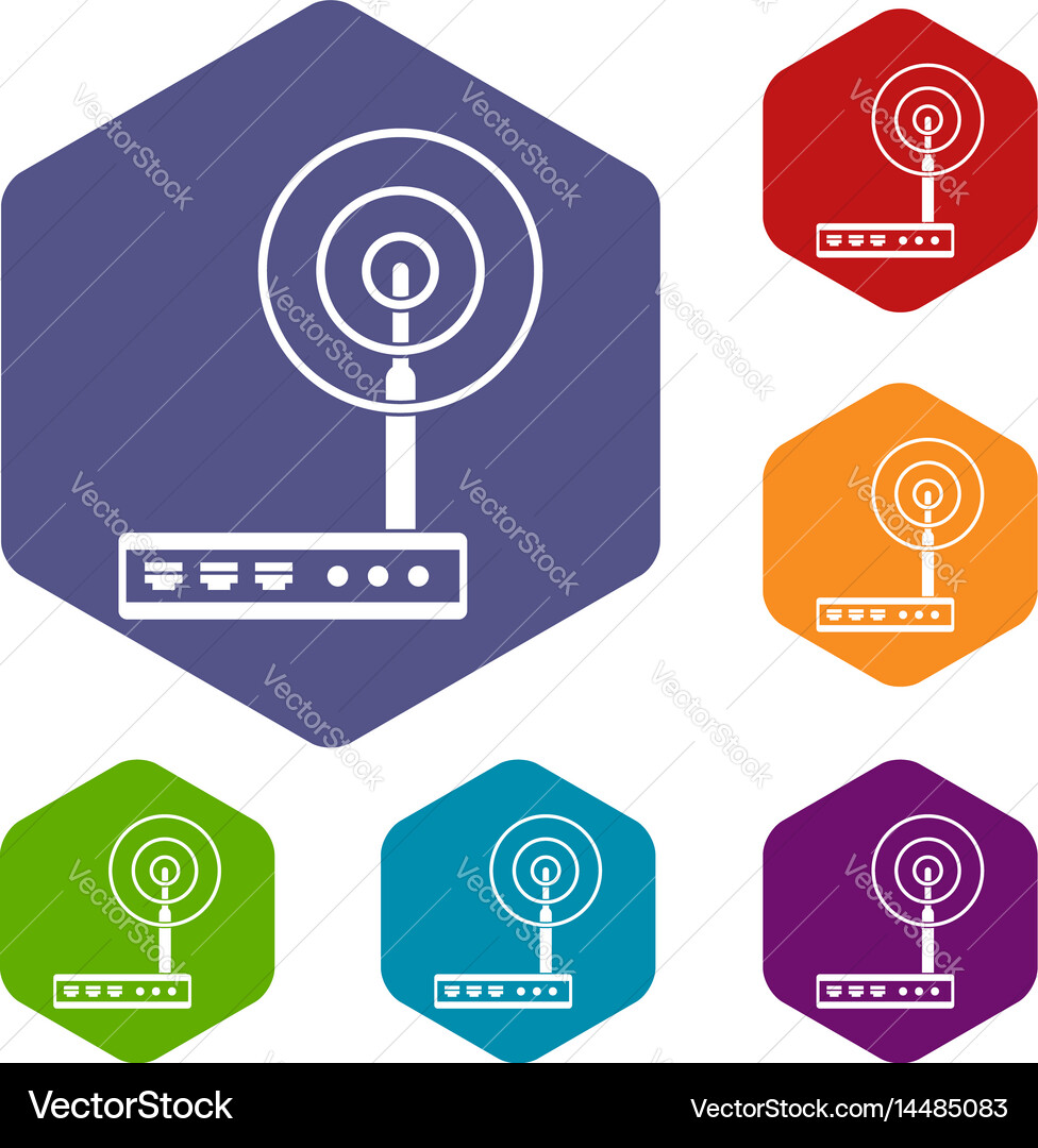 Wifi router icons set hexagon Vector Image