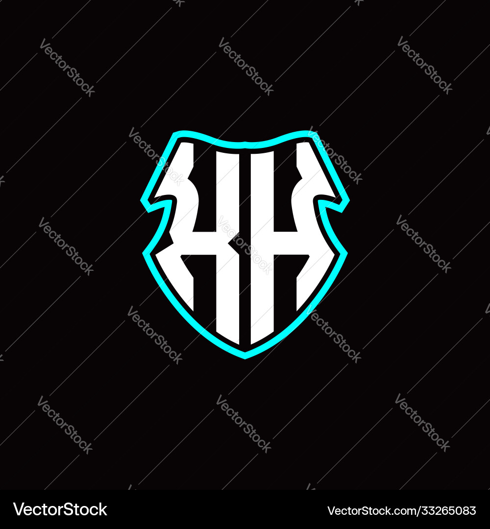 X h initial logo design with a shield shape X h initial logo design with a shield shape vector image