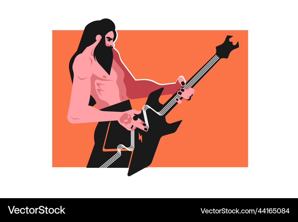 Artist male character playing on bass guitar Artist male character playing on bass guitar vector image