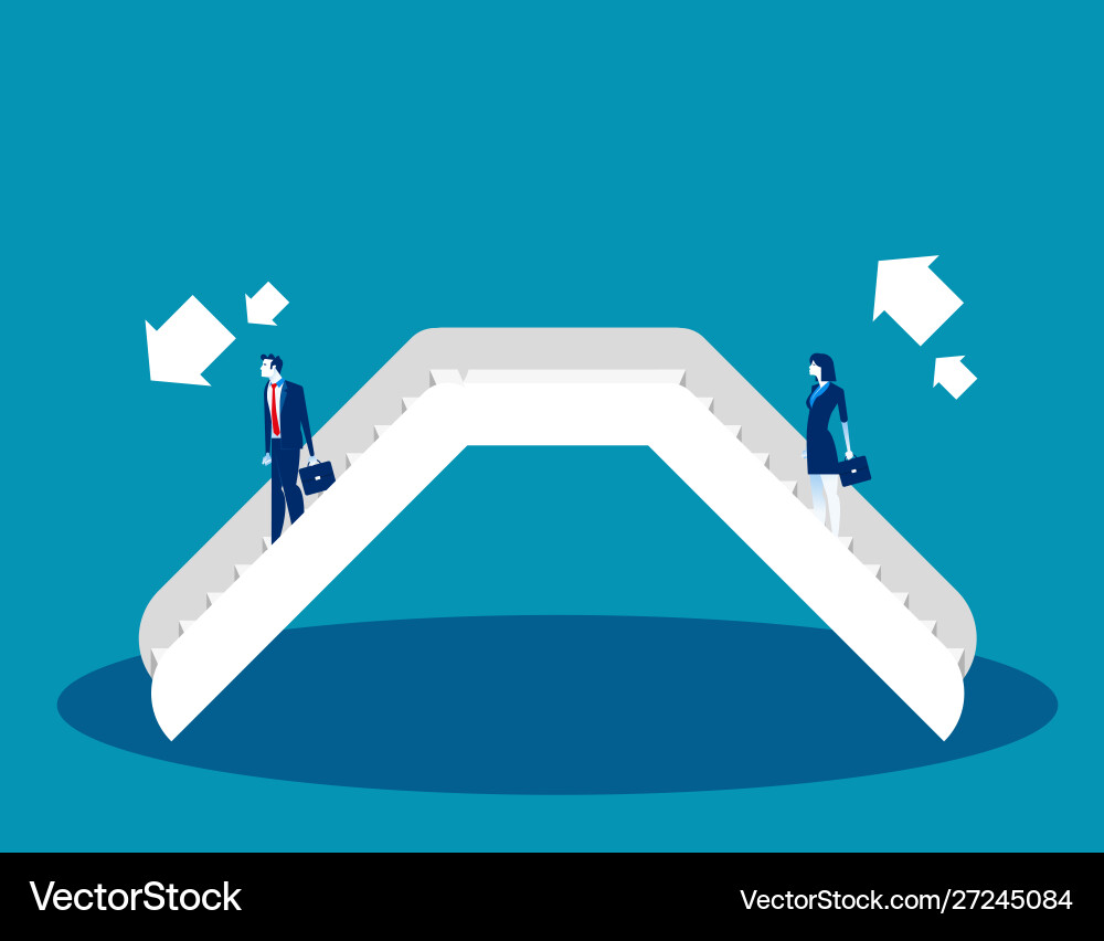 Businessman on an escalator concept business Businessman on an escalator concept business vector image