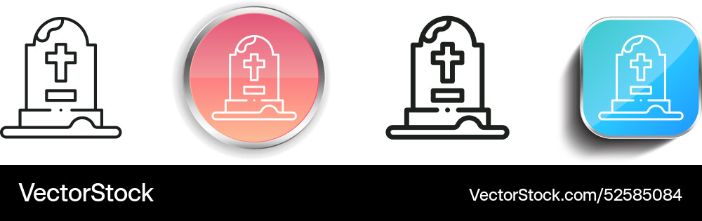 Cemetery icon thin linear regular and button Cemetery icon thin linear regular and button Vector Image
