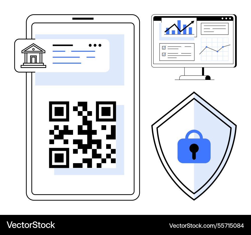 Digital banking with qr code data analytics Digital banking with qr code data analytics vector image