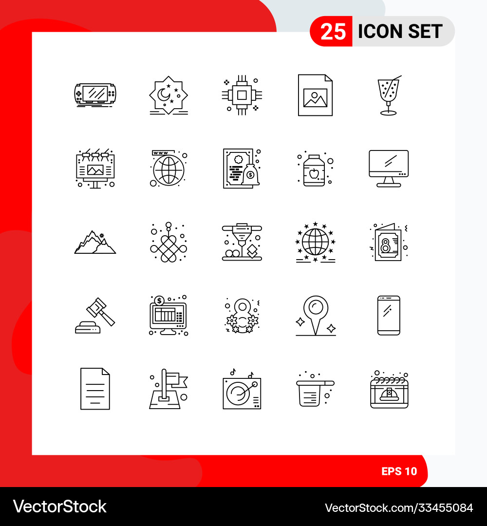 Editable line pack 25 simple lines image Vector Image