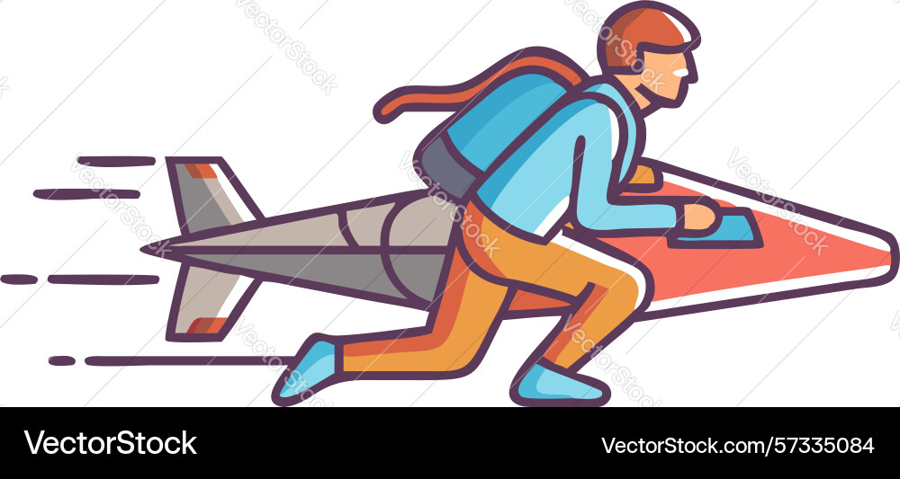 Man flying on rocket board design generative ai Vector Image