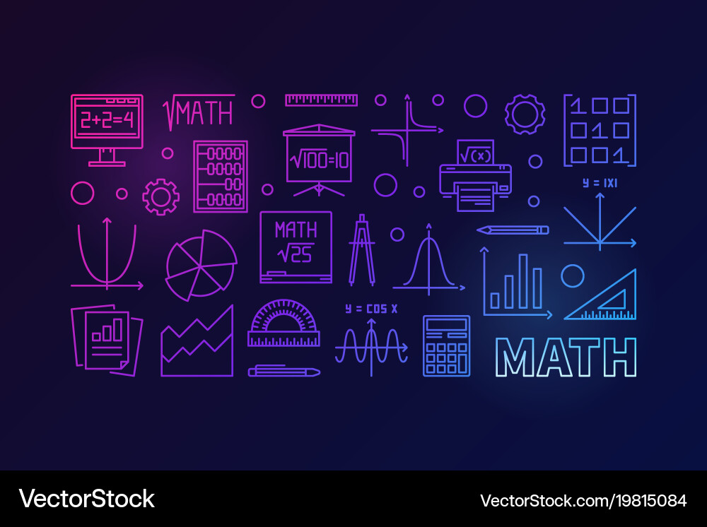 Math Education Banner - Colorful Royalty Free Vector Image