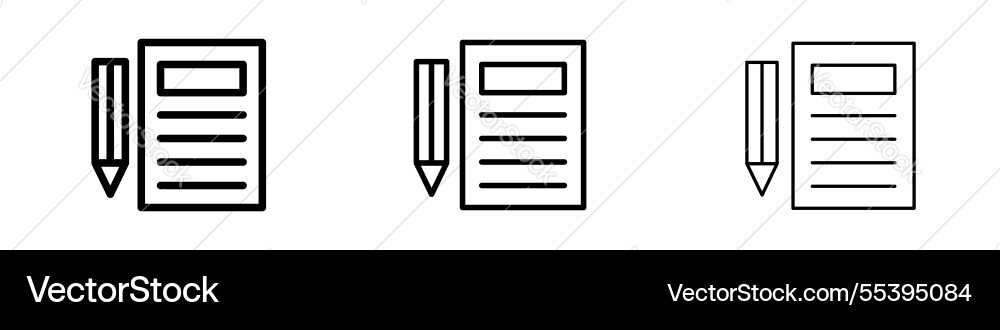 Notebook icons in three different stroke lines Vector Image