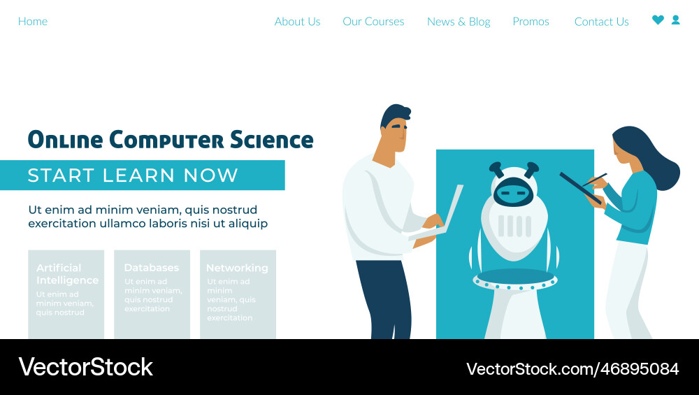 Online computer science start learning now web Online computer science start learning now web Vector Image