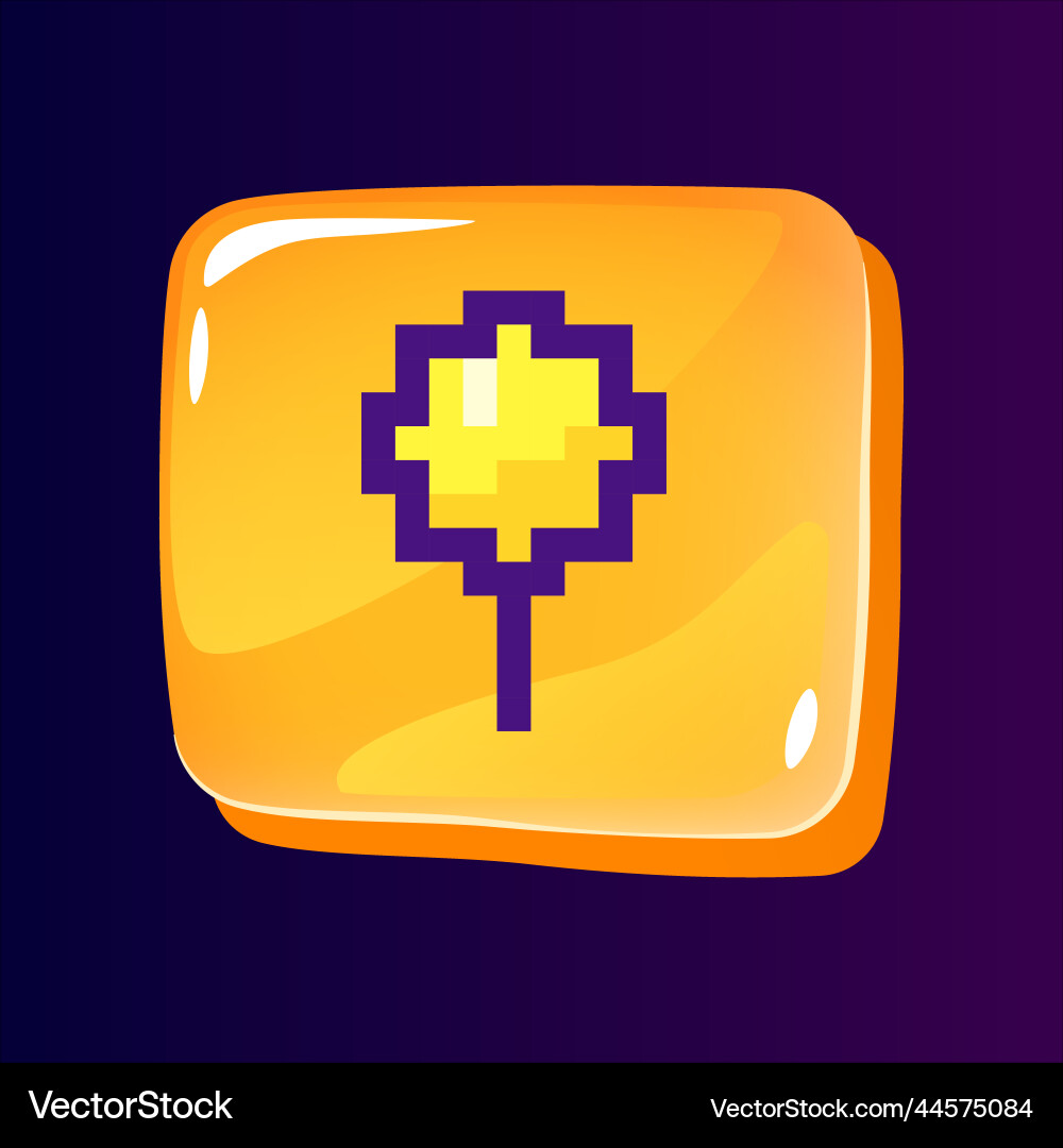 Pin glossy ui button with pixelated color icon Pin glossy ui button with pixelated color icon vector image