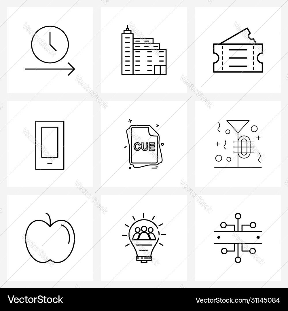 Set 9 simple line icons for web and print Vector Image