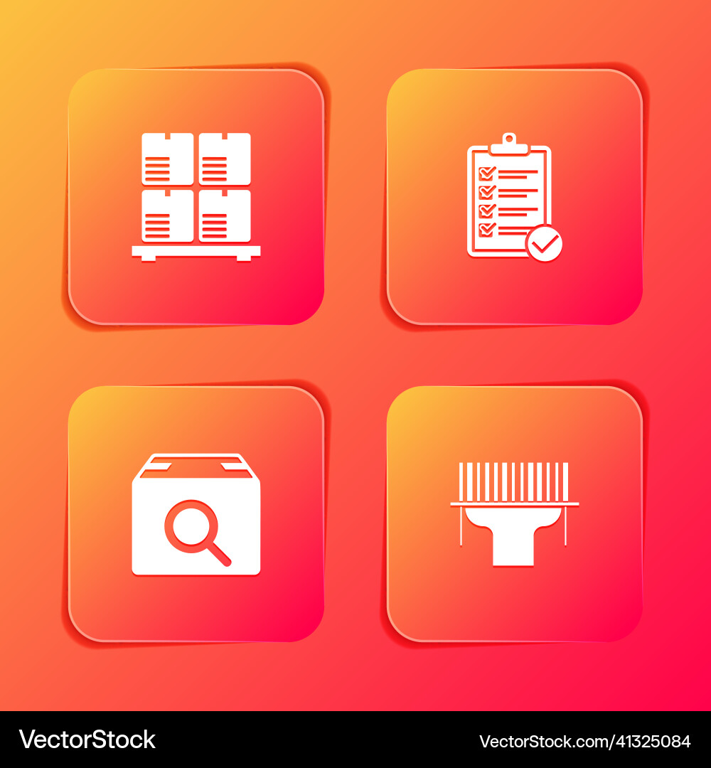 Set cardboard boxes on pallet verification Set cardboard boxes on pallet verification Vector Image