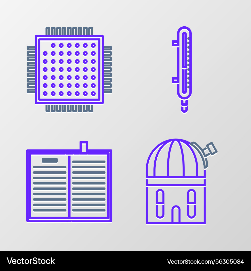 Set line astronomical observatory open science vector image