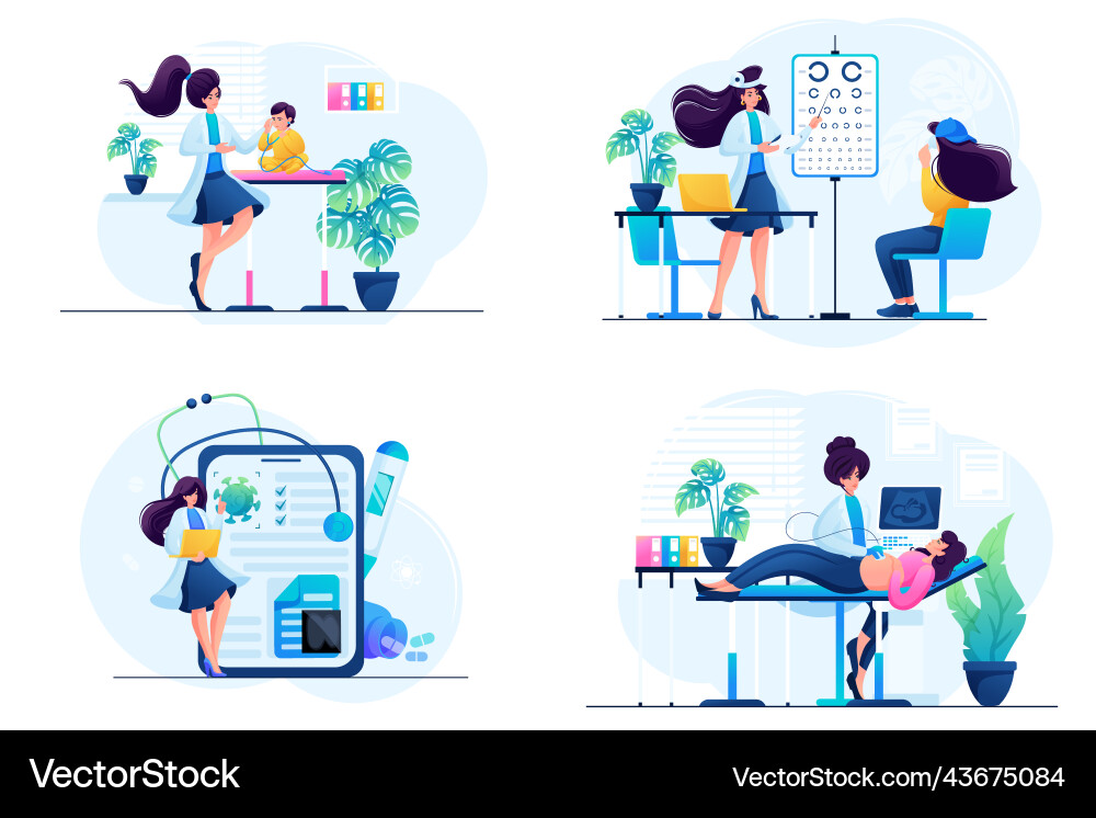 Set of concepts for web design pediatrician Vector Image