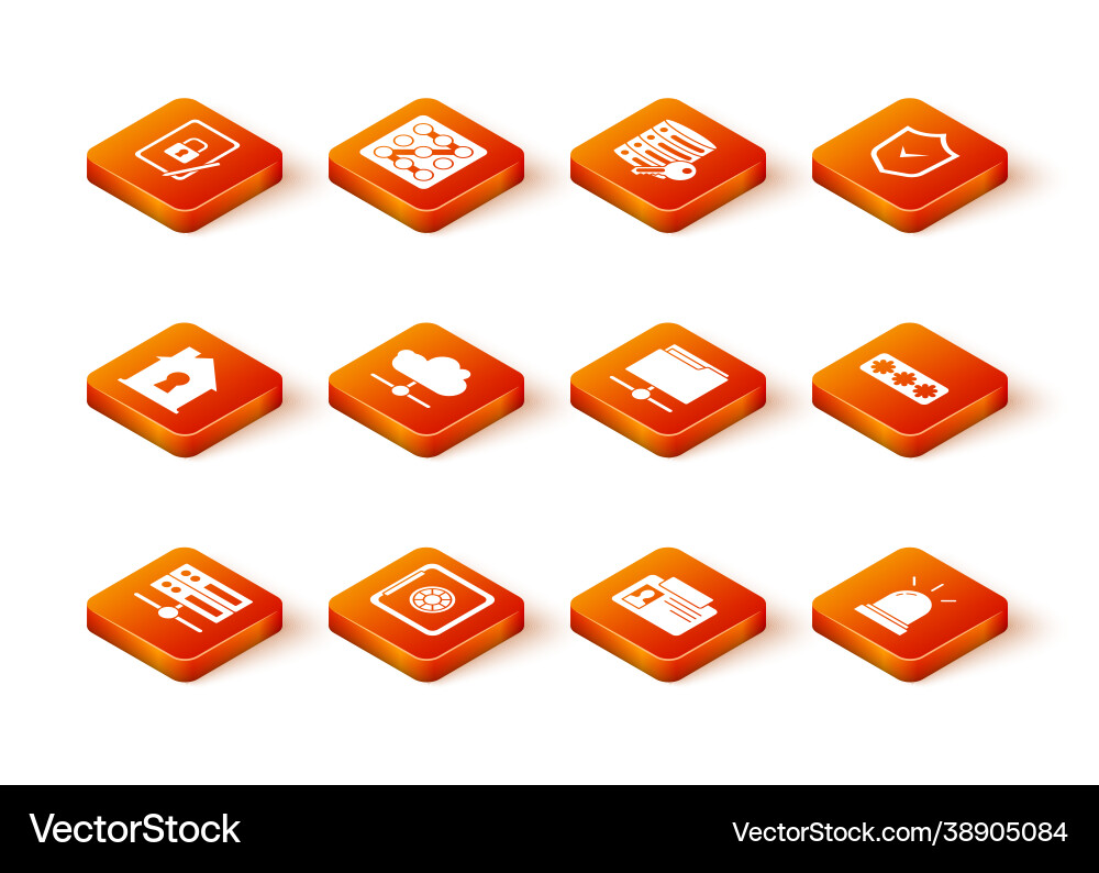 Set server data web hosting safe house under vector image