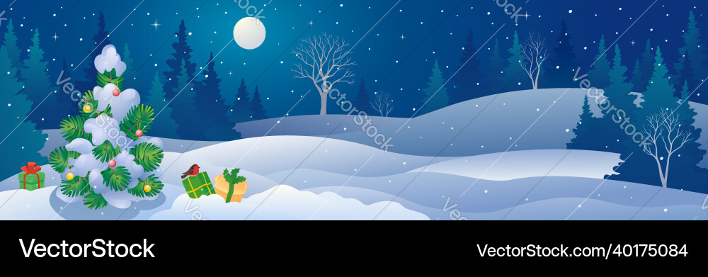 Winter Christmas Forest Landscape vector image
