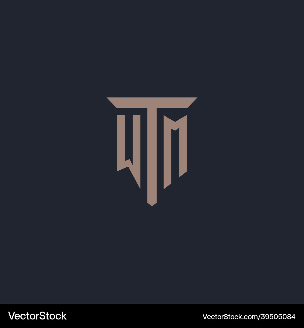 Wm initial logo monogram with pillar icon design Wm initial logo monogram with pillar icon design Vector Image