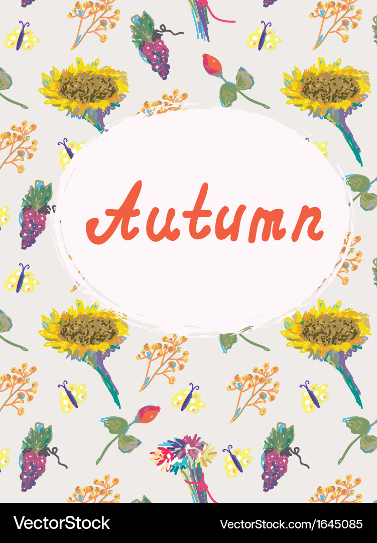 Autumn background template with pattern vector image