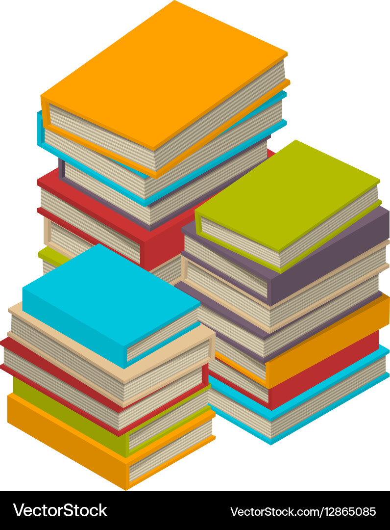 Big set of books tutorials isometric flat vector image