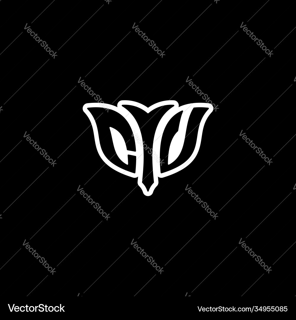 C v initials bow arrow simple modern minimalist Vector Image