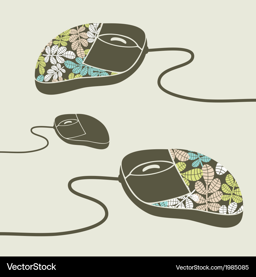Computer mouse decorated with design print Vector Image
