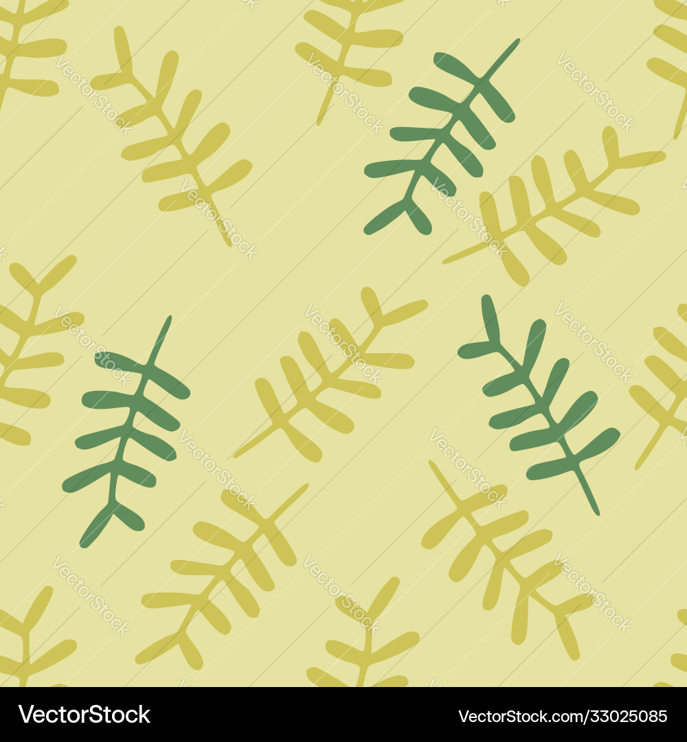 Doodle random seamless botanic pattern with green Doodle random seamless botanic pattern with green vector image