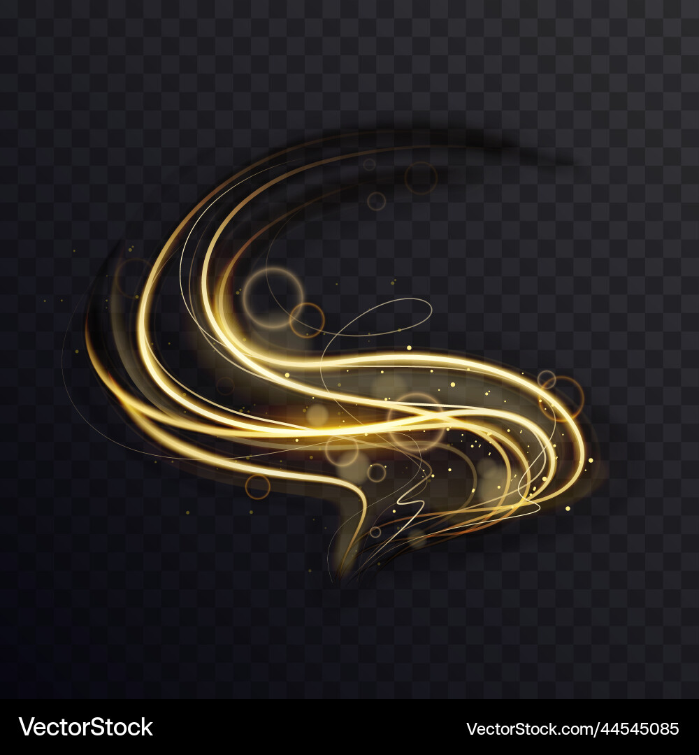 Golden wave with sparkle bokeh abstract light Vector Image