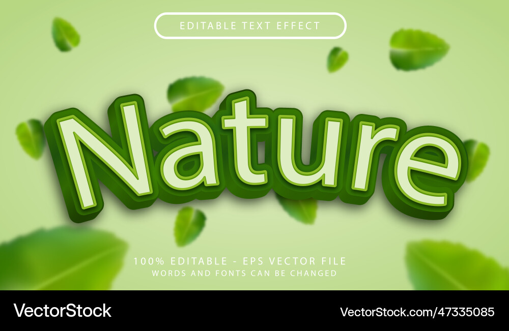 Nature 3d text effect and editable vector image